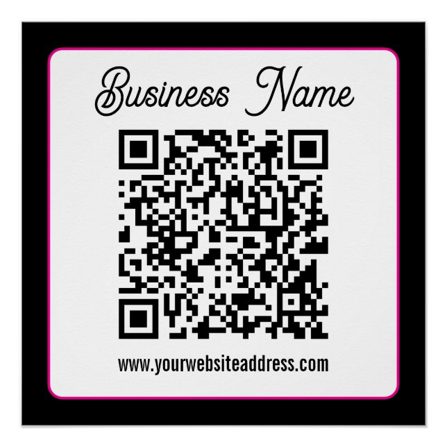 QR Code w/Script Cursive Handwriting Poster (Front)