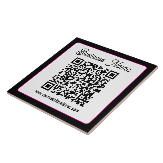 QR Code w/Script Cursive Handwriting Tile (Side)