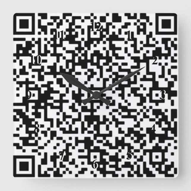 QR Code Wall Clock - Modern - Black and White Art (Front)