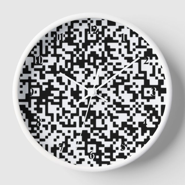 QR Code Wall Clock Modern Design Black and White (Front)