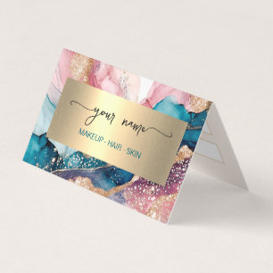 Qr Code watercolor and faux gold foil Appointment Business Card