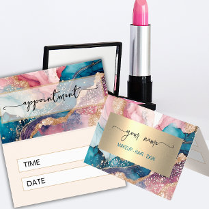 Qr Code watercolor and faux gold foil Appointment Business Card