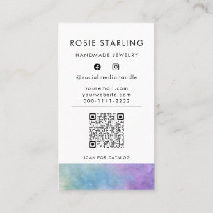 QR Code Watercolor Professional Jewellery Vertical Business Card