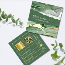 Qr Code Watercolor Sage Green Gold