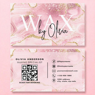 QR Code Wax Specialist Aesthetician Agate Pink Business Card