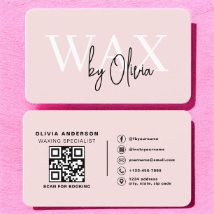 QR Code Wax Specialist Aesthetician Blush Pink Business Card