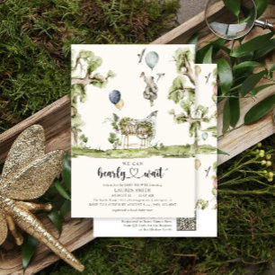 QR Code We Can Bearly Wait Woodland Baby Shower Invitation