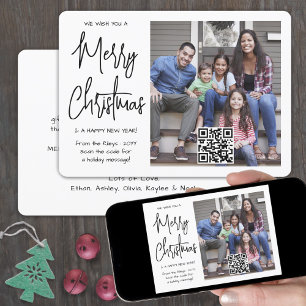 QR Code We Wish You a Merry Christmas Modern Photo Holiday Card