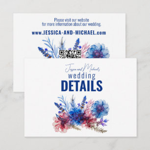 💍QR code + website Cornflowers and Lavender RSVP Enclosure Card