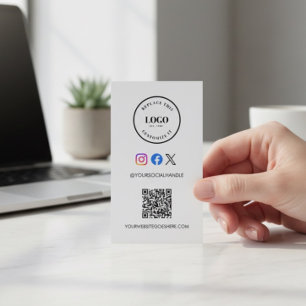 QR code website Custom logo Business Social Media  Card