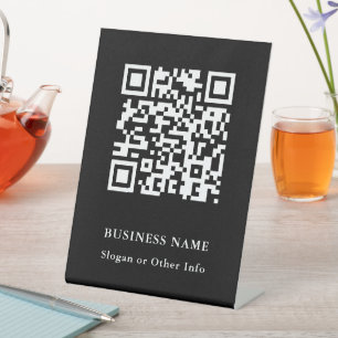 QR Code Website Link Black Modern Business Pedestal Sign