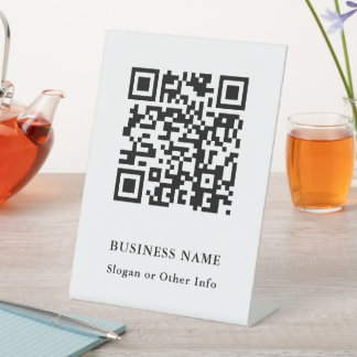 QR Code Website Link Black & White Modern Business Pedestal Sign