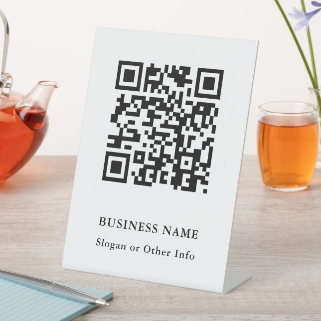 QR Code Website Link Black & White Modern Business Pedestal Sign (In SItu)