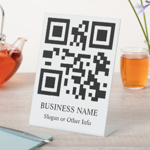 QR Code Website Link Black & White Modern Business Pedestal Sign