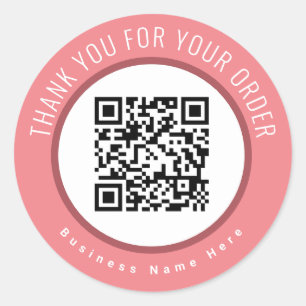 QR Code Website Order Thank You Classic Round Sticker
