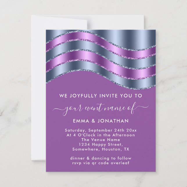 QR Code Wedding Bridal Shower Blue Navy Purple (Front)