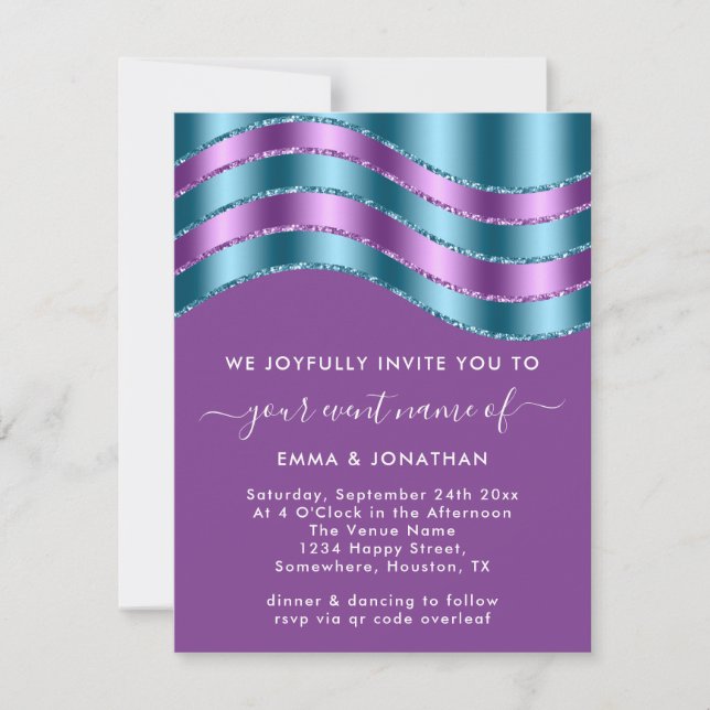 QR Code Wedding Bridal Shower Purple Violet  Teal (Front)