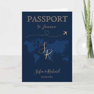 QR Code Wedding Destination Passport World Map Inv Invitation