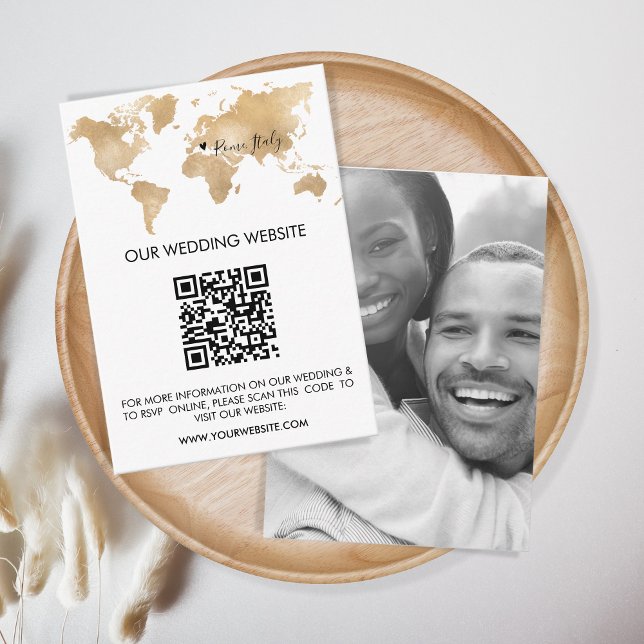 QR Code Wedding Destination World Map  Enclosure Card (Creator Uploaded)