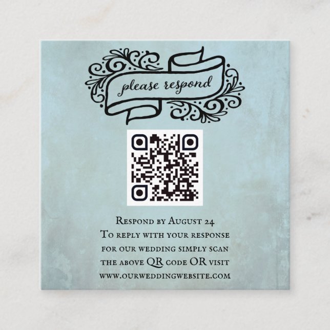 QR Code Wedding Event RSVP Enclosure Card (Front)