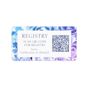 QR Code Wedding Gift Registry Watercolor Floral Label