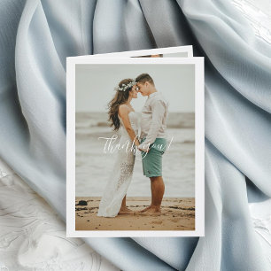 QR Code Wedding Handwritten Thank you 3 Photos Card