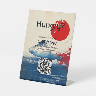 QR code wedding menu Japonesque Harmony with Fuji Pedestal Sign