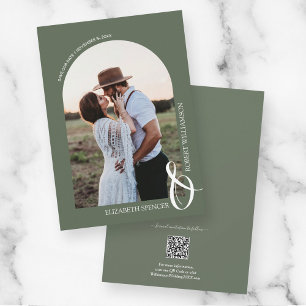 QR Code Wedding Photo Sage Green Save the Date
