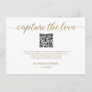 QR code wedding photo sharing Gold white Enclosure Card