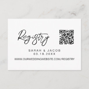 QR code wedding registry Modern script custom Enclosure Card