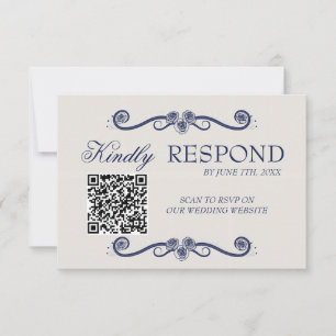 QR Code Wedding RSVP Card Elegant Boho Old Money