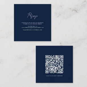 QR Code Wedding RSVP Navy Blue Enclosure Card