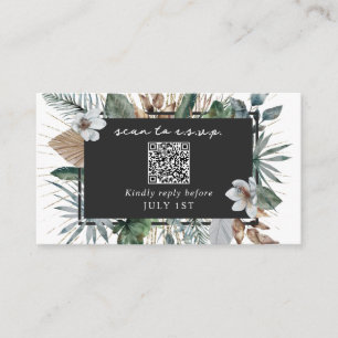 QR Code Wedding RSVP Tropical Botanical Enclosure Card