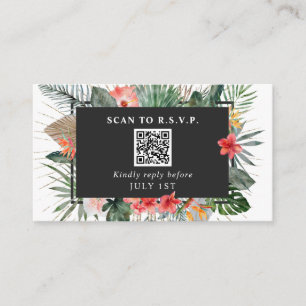 QR Code Wedding RSVP Tropical Floral Enclosure Card
