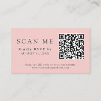 QR Code & Wedding Site Blush Pink & Navy Blue RSVP