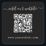 QR Code Wedding Website Black Square Sticker<br><div class="desc">Simple minimalist QR Code wedding website black square sticker. Customise with your website. Great for wedding websites like online rsvp and wedding details.</div>