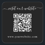 QR Code Wedding Website Black Square Sticker<br><div class="desc">Simple minimalist QR Code wedding website black square sticker. Customise with your website. Great for wedding websites like online rsvp and wedding details.</div>