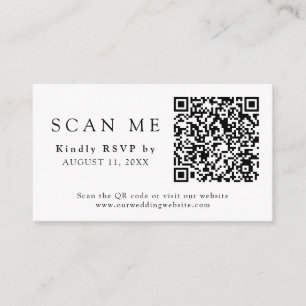 QR Code & Wedding Website Black Wedding RSVP Enclosure Card