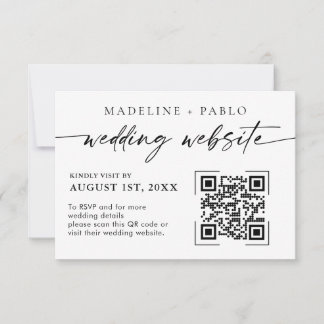 QR Code Wedding Website Card Mimalist Script