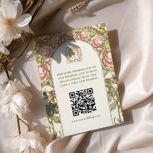 QR Code Wedding Website Info Art Nouveau Enclosure Card