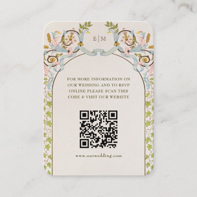 QR Code Wedding Website Info Enclosure Card (Front)