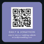 QR Code Wedding Website Names Lilac Square Sticker<br><div class="desc">QR Code Wedding Website Names Lilac. The text can be easily personalised. You can also change background and text colours to match your wedding theme if you wish via the Customise Further option.</div>