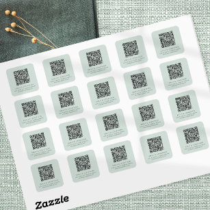 QR Code Wedding Website Names Mint Square Sticker