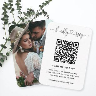 QR Code Wedding Website RSVP Minimalist Photo Enclosure Card