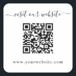 QR Code Wedding Website Square Sticker<br><div class="desc">Simple minimalist QR Code wedding website square sticker. Customise with your website. Great for wedding websites like online rsvp and wedding details.</div>