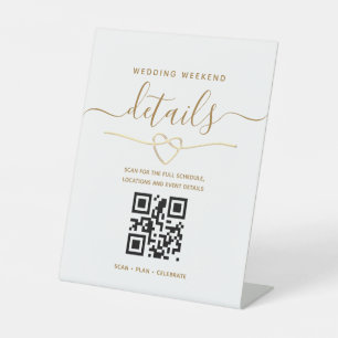 QR Code Wedding Weekend Details Pedestal Sign