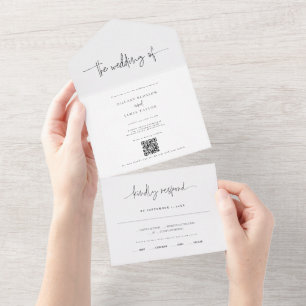QR Code Whimsical Modern Photo the wedding of All In One Invitation