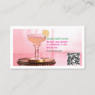 QR Code White Bar & Lounge Margarita Business Card