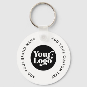 QR Code White Business Logo Employee Keychain
