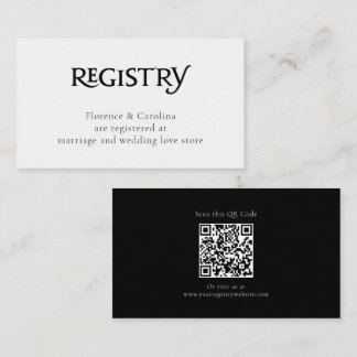 QR Code White Chic Elegant Simple Registry  Enclosure Card